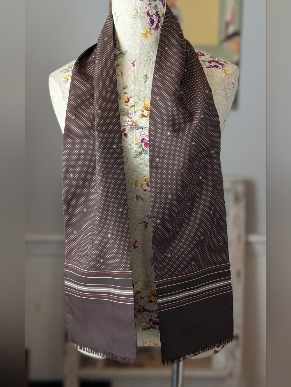 Brown Men's Polka Dot Dress Scarf
